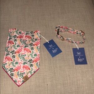 The Foggy Dog x printfresh flock of Flamingos rose bandana and collar set